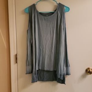 Blue soft & sexy long sleeve tee w/ cut out should